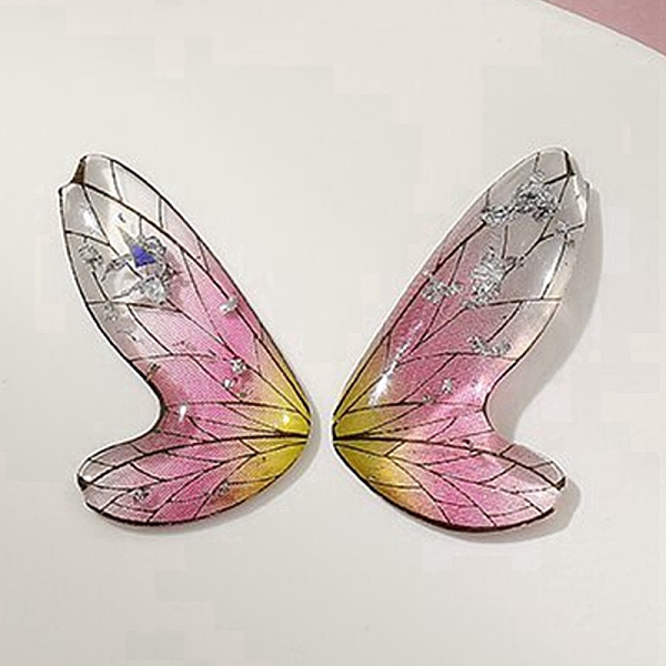 

PandaHall Gradient Color Transparent Resin Pendants, Butterfly Wing Charms with Silver Foil, Pearl Pink, 19x11.5x2mm Resin Wing