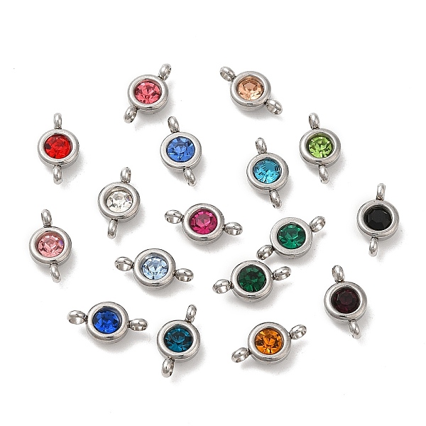 

PandaHall 304 Stainless Steel Single Rhinestone Connector Charms, Flat Round Links, Stainless Steel Color, Mixed Color, 12x6.5x4mm, Hole..., Multicolor