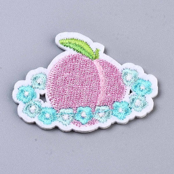 

PandaHall Peach with Flower Appliques, Computerized Embroidery Cloth Iron on/Sew on Patches, Costume Accessories, Pearl Pink, 36x47.5x1.5mm...