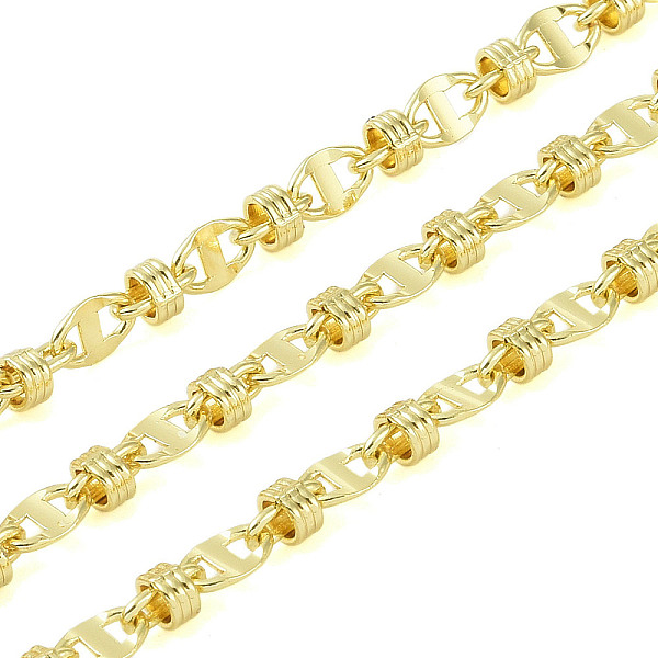 

PandaHall Rack Plating Brass Link Chains, Long-Lasting Plated, Unwelded, with Spool, Golden, 7.5x4.5mm Brass