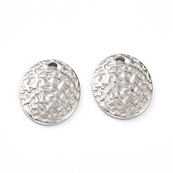 

PandaHall 304 Stainless Steel Pendants, Textured, Flat Round, Stainless Steel Color, 15x12x2mm, Hole: 1.5mm 304 Stainless Steel Flat Round