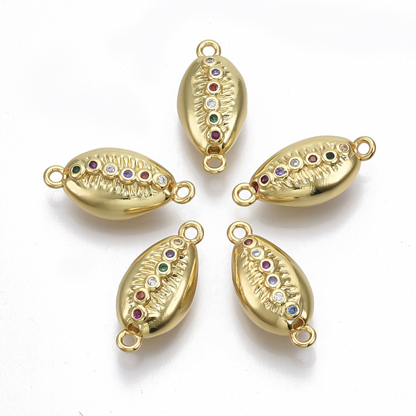 

PandaHall Brass Micro Pave Cubic Zirconia Links connectors, Cowrie Shell Shape, Colorful, Golden, 20.5x10x7mm, Hole: 1.5mm Brass+Cubic...