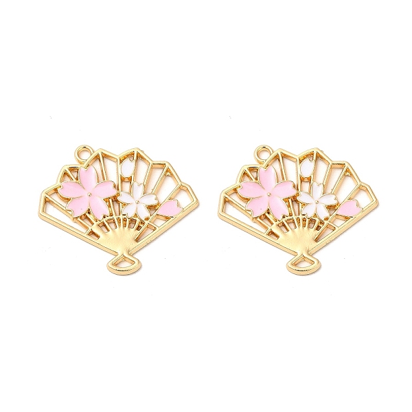 

PandaHall Alloy Enamel Pendants, Cadmium Free & Nickel Free & Lead Free, Golden, Fan with Sakura Charm, Pink, 25x29.5x2mm, Hole: 1.8mm...