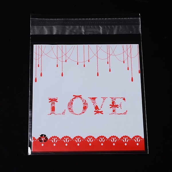 

PandaHall Rectangle OPP Cellophane Bags, with Word Love, Red, 14x9.9cm, Unilateral Thickness: 0.035mm, Inner Measure: 11x9.9cm, about...