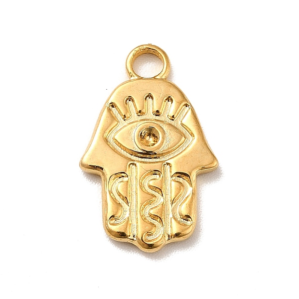 

PandaHall Ion Plating(IP) 304 Stainless Steel Pendants Rhinestone Settings, Religion, Hamsa Hand with Eye, Real 18K Gold Plated, Fit for...