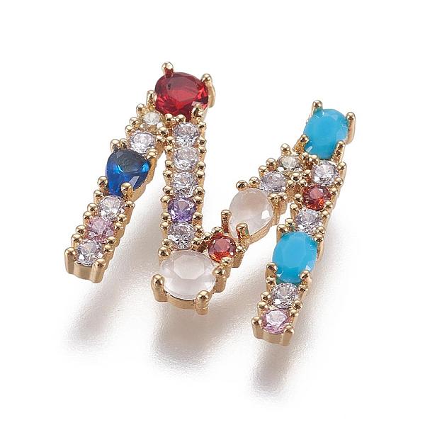 

PandaHall Brass Rhinestone Pendants, with Cubic Zirconia, Letter, Golden, Colorful, Letter.M, 19.5x16x3mm, Hole: 4x2.5mm Brass+Rhinestone..., Multicolor