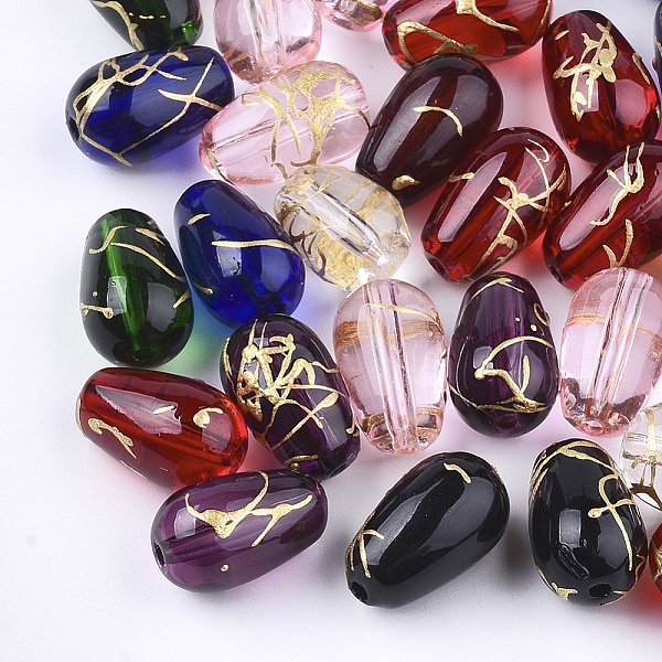 

PandaHall Drawbench Glass Beads, teardrop, Mixed Color, 9x6mm, Hole: 1mm Glass Teardrop Multicolor