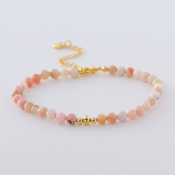 Synthetic Pink Opal Round Beaded Bracelet