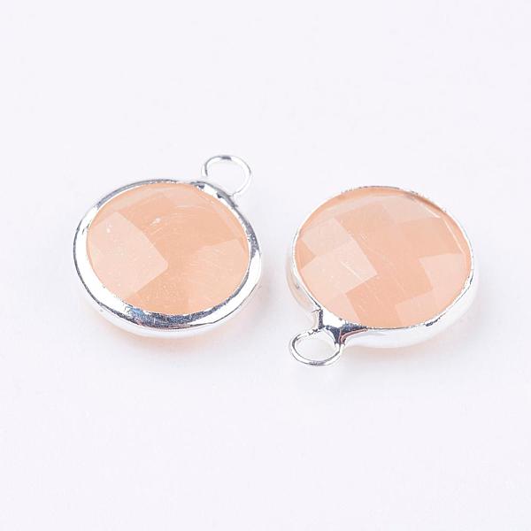 

PandaHall Silver Color Plated Brass Glass Flat Round Charms, Faceted, Sandy Brown, 12x8.5x3mm, Hole: 1.5mm Brass+Glass Flat Round Brown