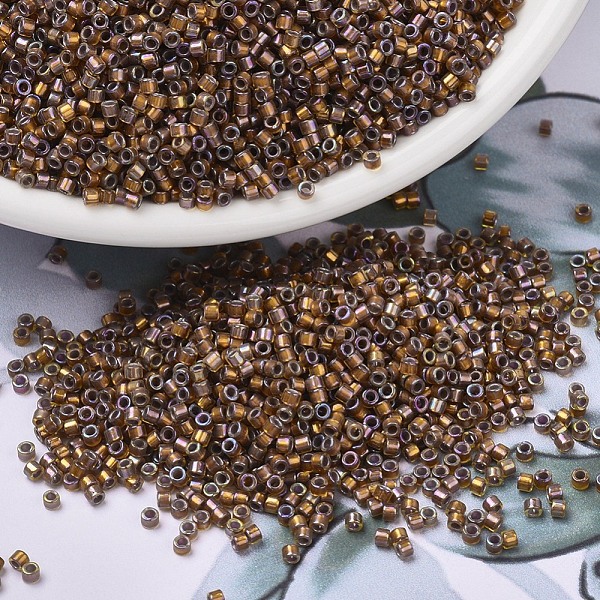 

PandaHall MIYUKI Delica Beads, Cylinder, Japanese Seed Beads, 11/0, (DB1691) Silver Lined Glazed Dark Saffron AB, 1.3x1.6mm, Hole: 0.8mm..., Yellow