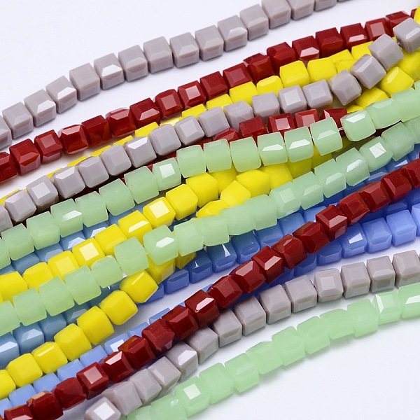 

PandaHall Faceted Cube Glass Bead Strands, Mixed Color, 2x2x2mm, Hole: 0.5mm, about 200pcs/strand, 15.7 inch Glass Cube Multicolor