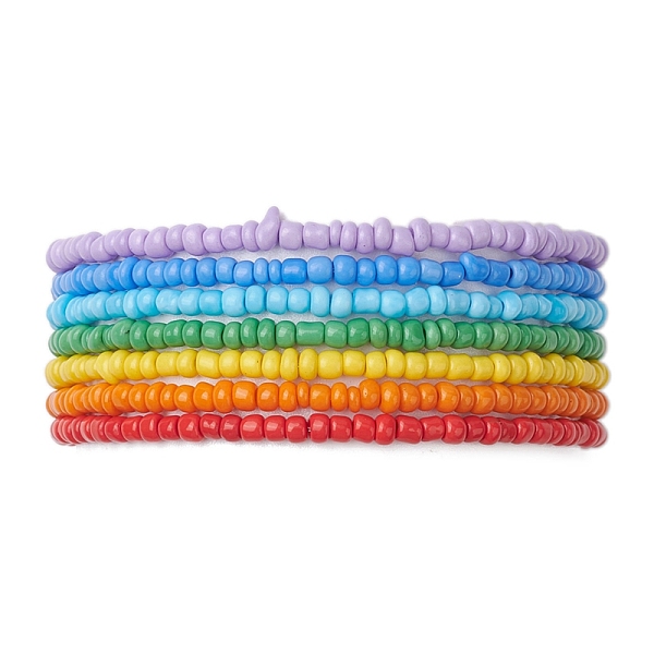 

PandaHall 7 PCS Rainbow Style Glass Seed Beads Bracelets Sets for Women, Mixed Color, 1/8 inch(0.3~0.35cm), Inner Diameter: 2-1/4 inch..., Multicolor