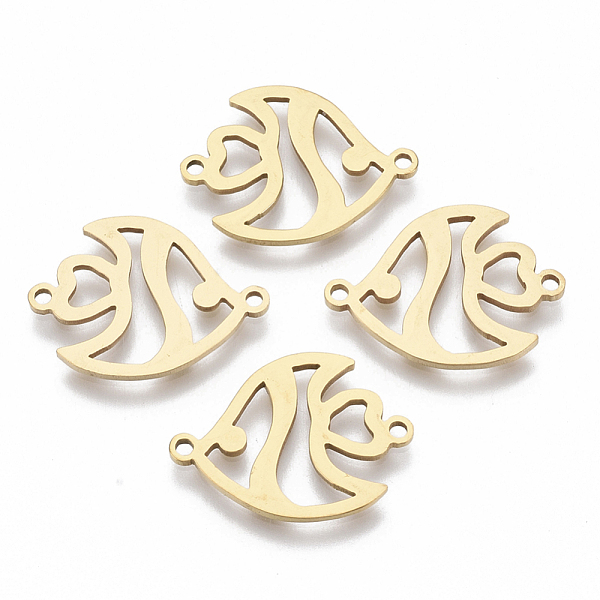 

PandaHall 201 Stainless Steel Links connectors, Laser Cut, Fish, Golden, 19x16x1mm, Hole: 1.4mm 201 Stainless Steel Fish