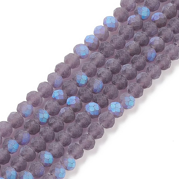Half AB Color Plated Faceted Rondelle Glass Bead Strands