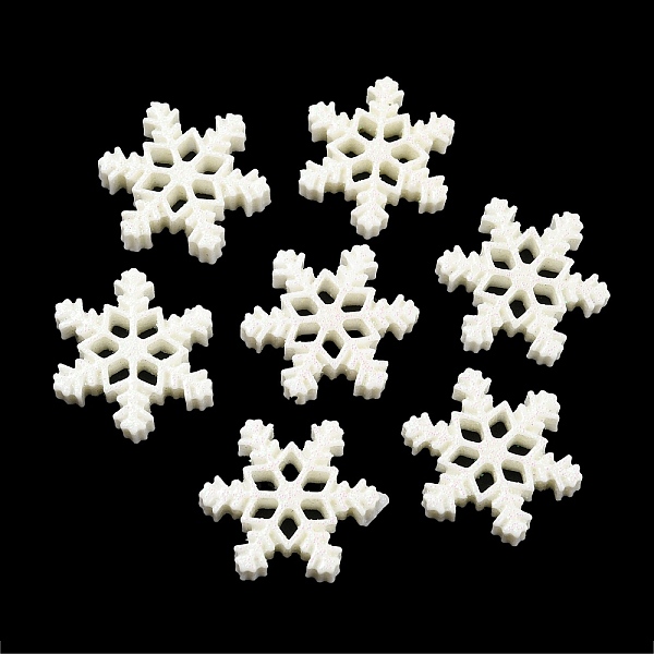

PandaHall Opaque Resin Cabochons, Christmas Glitter Snowflake, Floral White, 22x19.5x5mm Resin Snowflake