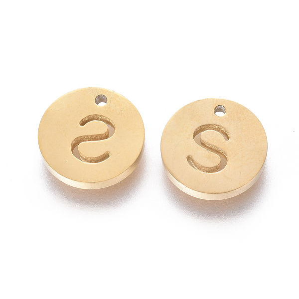

PandaHall 304 Stainless Steel Charms, Ion Plating (IP), Flat Round, Letter.S, 10x1.5mm, Hole: 1mm 304 Stainless Steel Letter S