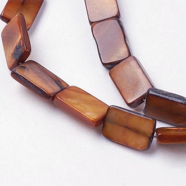 

PandaHall Natural Freshwater Shell Beads Strands, Dyed, Rectangle, Saddle Brown, 13~14x7.5~10x3mm, Hole: 0.5mm, about 30pcs/strand, 15.9...