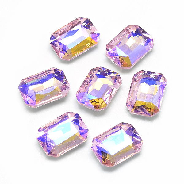 

PandaHall Pointed Back Glass Rhinestone Cabochons, Back Plated, Faceted, AB Color Plated, Rectangle Octagon, Pearl Pink, 14x10x4.5mm Glass...