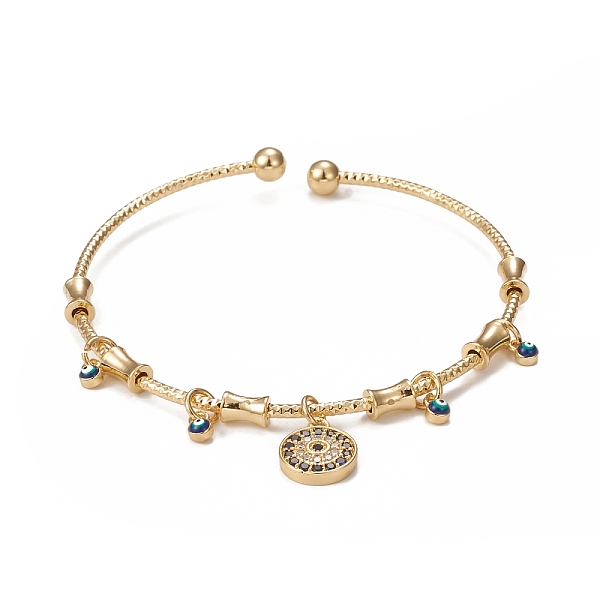 

PandaHall Rack Plating Brass Cuff Bangles, Micro Pave Cubic Zirconia & Enamel Evil Eye Charm Bangles for Women, Long-Lasting Plated, Cadmium...