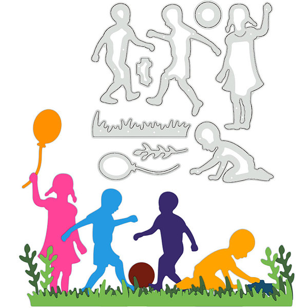 

PandaHall BENECREAT Boys and Girls Play Scene Cutting Stencil, Friends Playing Football Decorative Embossing Stencil for DIY Albums...