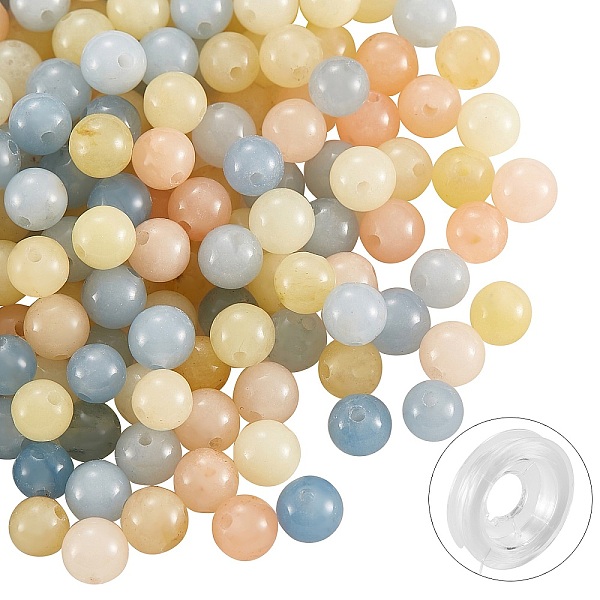 

PandaHall DIY Jewelry Bracelet Making Kits, 200Pcs 6mm Dyed Round Natural White Jade Beads and Flat Elastic Thread, Colorful, 6mm, Hole: 1mm...
