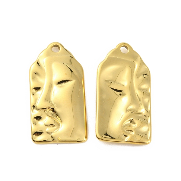 

PandaHall Ion Plating(IP) 304 Stainless Steel Pendants, Rectangle with Human Face Charm, Real 18K Gold Plated, 26x13x2.5mm, Hole: 1.8mm 304...