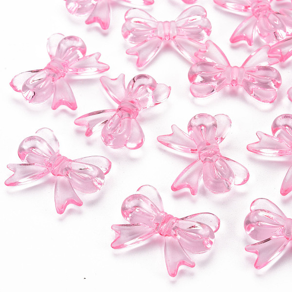 

PandaHall Transparent Acrylic Beads, Bowknot, Pearl Pink, 23x29.5x6mm, Hole: 1.6mm Acrylic Bowknot