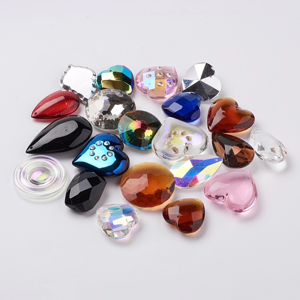 

PandaHall Glass Pendants, Mixed Shapes, Mixed Color, 35~62x28~48mm, Hole: 0.5~2mm Glass Mixed Shapes Multicolor