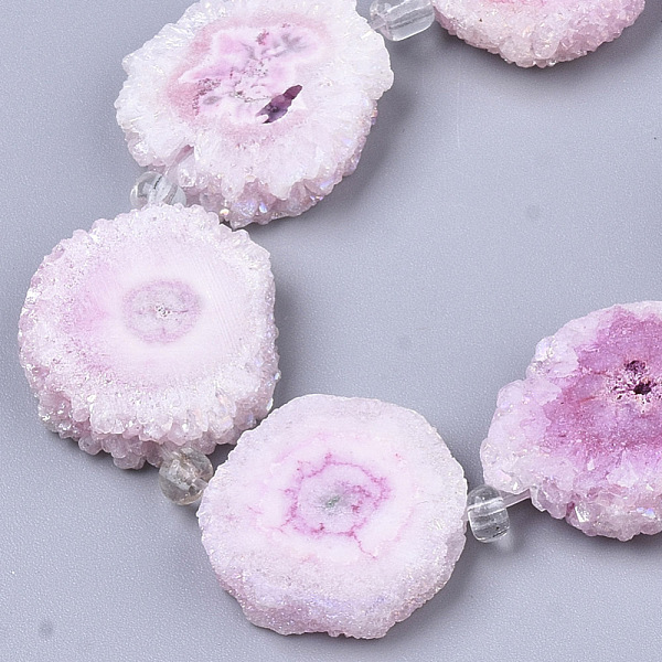 

PandaHall Electroplated Natural Quartz Beads Strands, Solar Quartz, Dyed, Flower, Plum, 12~25x12~25x5mm, Hole: 1.2mm, about 9~10pcs/strand..., Purple