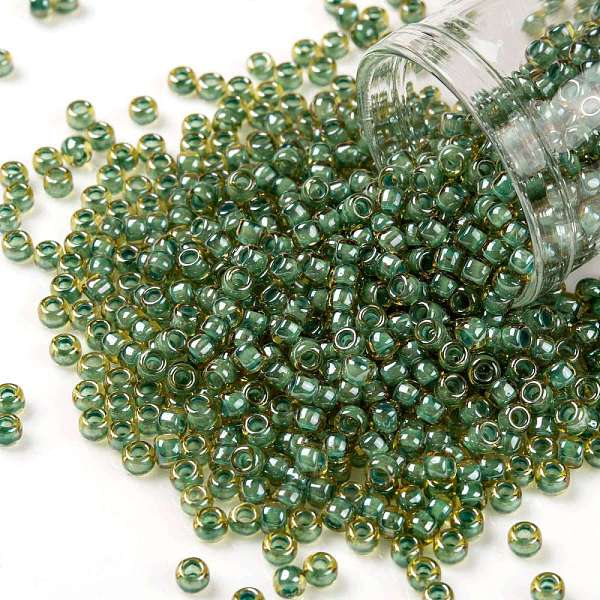 

PandaHall TOHO Round Seed Beads, Japanese Seed Beads, (380) Inside Color Topaz/Mint Julep Lined, 8/0, 3mm, Hole: 1mm, about 222pcs/10g Glass..., Pink
