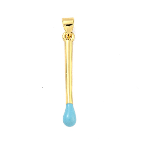 

PandaHall Real 18K Gold Plated Brass Pendants, with Enamel, Stick Charm, Sky Blue, 29x3.5mm, Hole: 3.5mm Brass+Enamel Stick