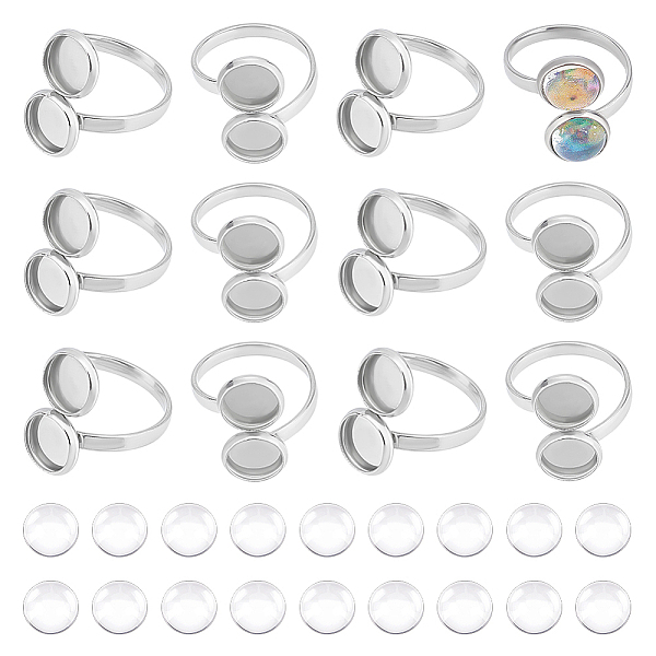 

PandaHall UNICRAFTALE DIY Cuff Ring Making Kit Size 6 1/4 Open Cuff Ring Bezel Tray 304 Stainless Steel Finger Ring Cabochon Ring Bases with...