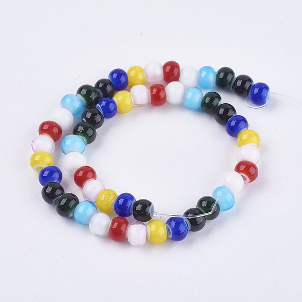 

PandaHall Lampwork Beads, Rondelle, Mixed Color, 8~8.5x6.5~7mm, Hole: 3mm Lampwork Rondelle Multicolor