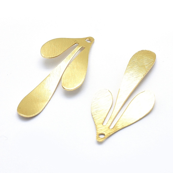 

PandaHall Brass Pendants, Lead Free & Cadmium Free & Nickel Free, Drawbench Style, Leaf, Real 18K Gold Plated, 35.5x17x1mm, Hole: 1mm Brass...