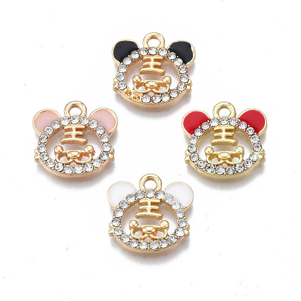 

PandaHall Alloy Enamel Charms, with Crystal Rhinestone, Cadmium Free & Nickel Free & Lead Free, Light Gold, Tiger Head with Chinese..., Multicolor