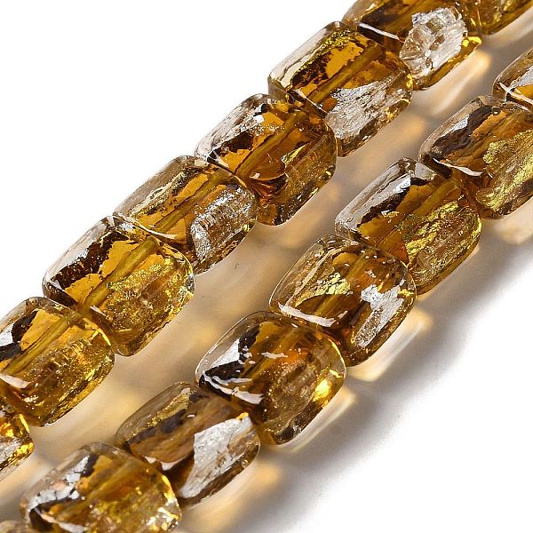 

PandaHall Handmade Gold Sand and Silver Sand Lampwork Beads, Square, Dark Goldenrod, 10x10x5.5mm, Hole: 1.2mm Gold & Silver Foil Square