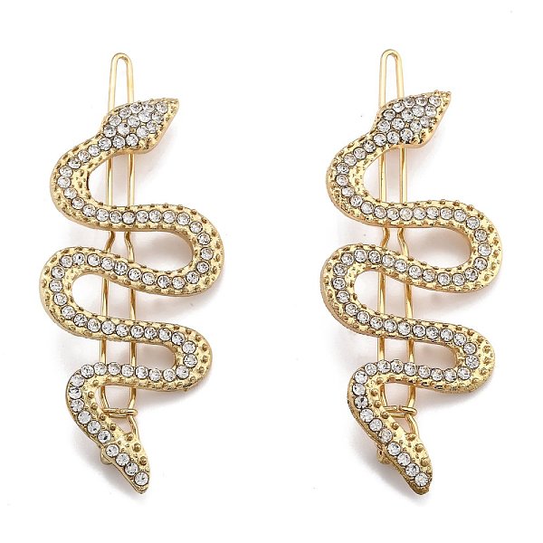 

PandaHall Alloy Rhinestone Hair Barrettes, Snake Hair Clips, Ponytail Holder for Women Girls, Golden, 65x25x5.5mm Alloy