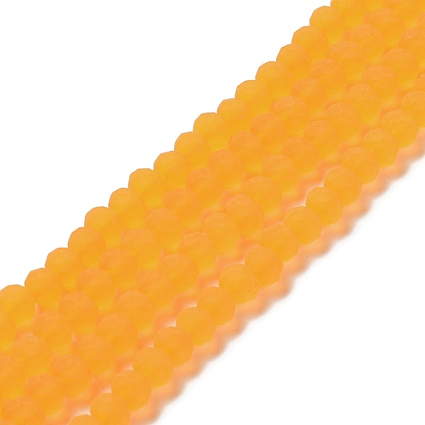 

PandaHall Transparent Glass Beads Strands, Faceted, Frosted, Rondelle, Orange, 3mm, Hole: 1mm, about 145~150pcs/strand, 34~35cm Glass...