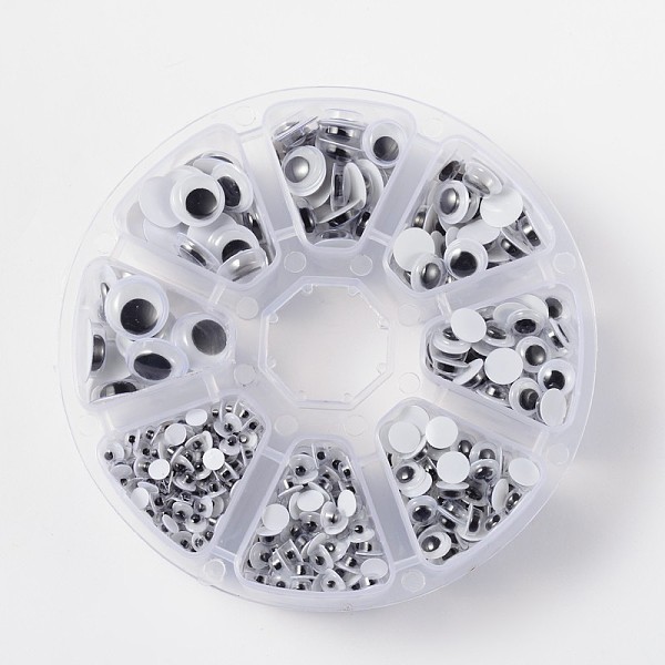 

PandaHall Flat Round Black & White Plastic Wiggle Googly Eyes Cabochons DIY Scrapbooking Crafts Toy Accessories, Black, 4~12x2~3mm, about...