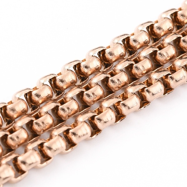 

PandaHall Ion Plating(IP) 304 Stainless Steel Box Chains, Unwelded, with Spool, Rose Gold, 3x3x1.5mm, 32.8 Feet(10m)/roll 304 Stainless...