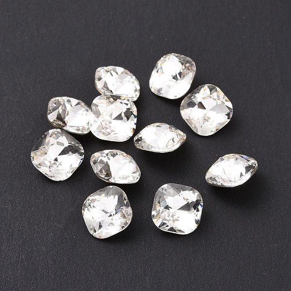 

PandaHall Glass Rhinestone Cabochons, Pointed Back & Silver Back Plated, Random Back Color, Square, Crystal, 8x8x5mm Glass Rhinestone Square..., Clear