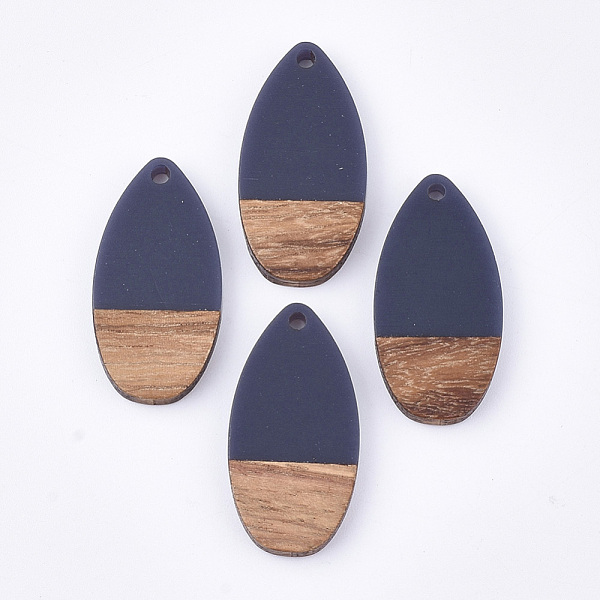 

PandaHall Resin & Walnut Wood Pendants, teardrop, Prussian Blue, 31x16x3.5~4mm, Hole: 1.5mm Resin+Wood Teardrop