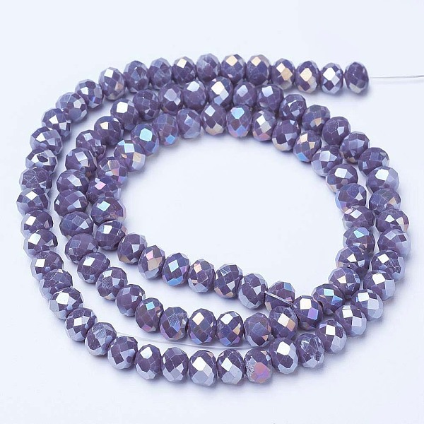 

PandaHall Electroplate Glass Beads Strands, Opaque Solid Color, AB Color Plated, Faceted, Rondelle, Slate Blue, 3x2mm, Hole: 0.8mm, about...