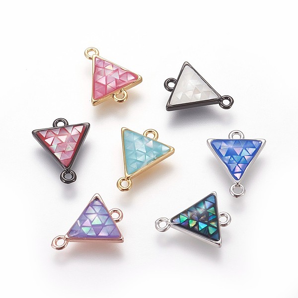 

PandaHall Brass Enamel Links connectors, with Freshwater Shell, Triangle, Mixed Color, 14.5x11.5x3mm, Hole: 1.2mm Brass+Enamel Triangle..., Multicolor