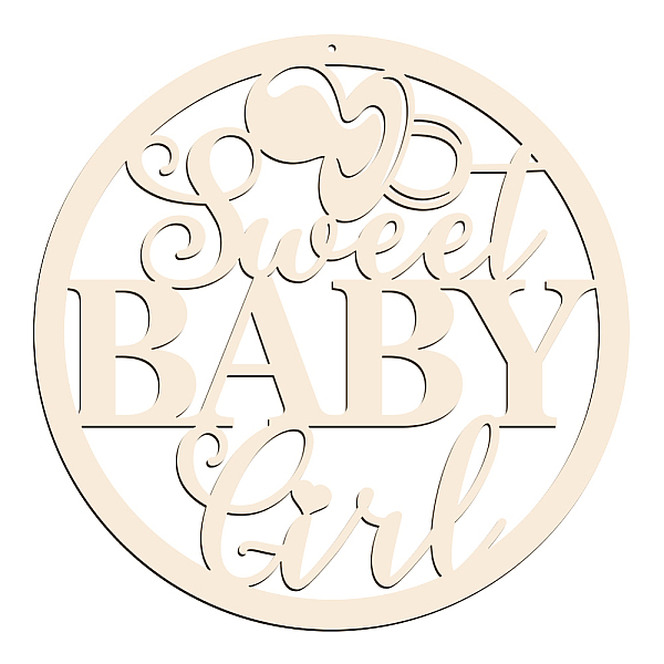 

PandaHall Creative Natural Wooden Wall Hanging Decoration, Wall Art Ornament, with 1M Jute Ropes, Word Baby, 300x5mm, Hole: 0.4mm Wood Word