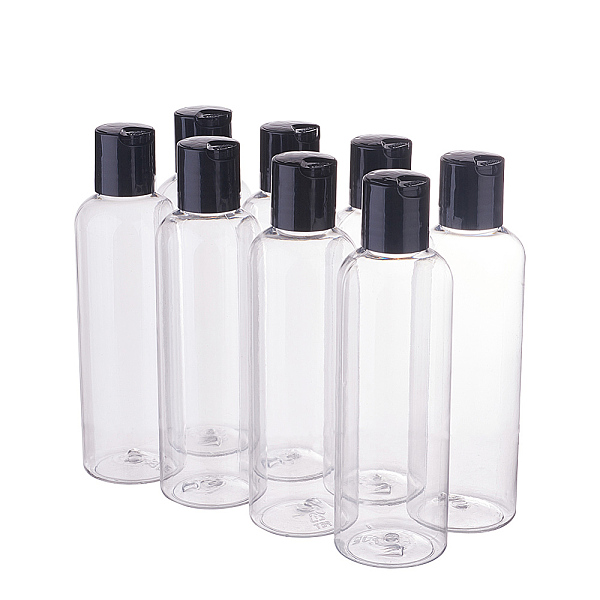 PandaHall BENECREAT 8 Pack 5oz Large Clear Plastic Refillable Bottles Cosmetic Bottles with Black Press Caps for Shampoo, Soap, Lotion and...