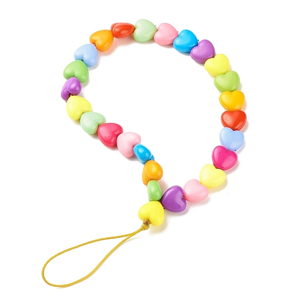 

PandaHall Opaque Acrylic Mobile Phone Straps, with Nylon Thread, Heart, Colorful, 18cm Acrylic