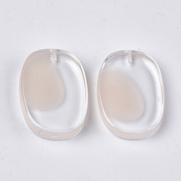 

PandaHall Resin Beads, with Shell Chip, Half Drilled, Oval, Antique White, 30x21x6mm, Half Hole: 1.2mm Resin Oval Orange
