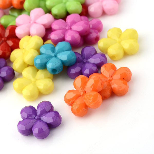

PandaHall Opaque Acrylic Beads, Flower, Faceted, Mixed Color, 14x13x4mm, Hole: 1.5mm Acrylic Flower Multicolor