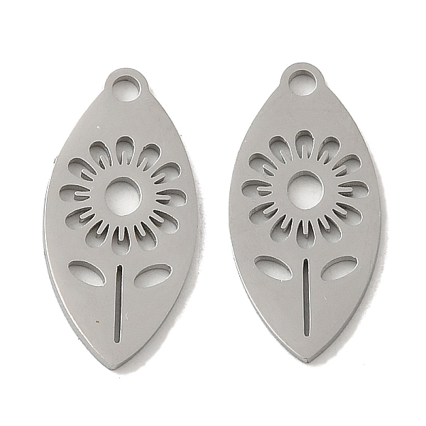 

PandaHall 304 Stainless Steel Pendants, Laser Cut, Horse Eye with Flower Charm, Stainless Steel Color, 18.5x9x1mm, Hole: 1.6mm 304 Stainless...